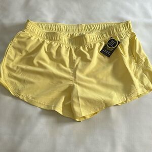 Running Shorts Womens 3XL Lined Zip Pocket Yellow